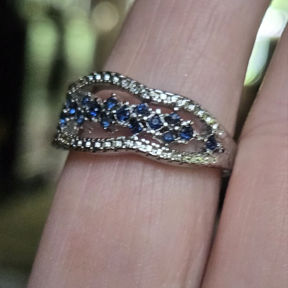 HOST PICK! Sapphire Natural & Sterling Wreath Ring Sz8.5 - Picture 4 of 6